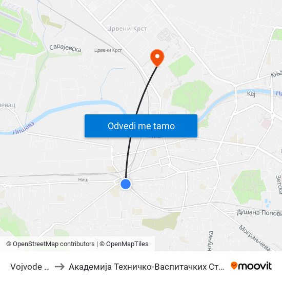 Vojvode Gojka to Академија Техничко-Васпитачких Струковних Студија map