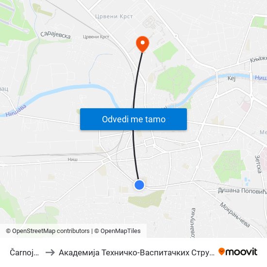 Čarnojevića to Академија Техничко-Васпитачких Струковних Студија map