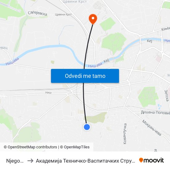 Njegoševa to Академија Техничко-Васпитачких Струковних Студија map