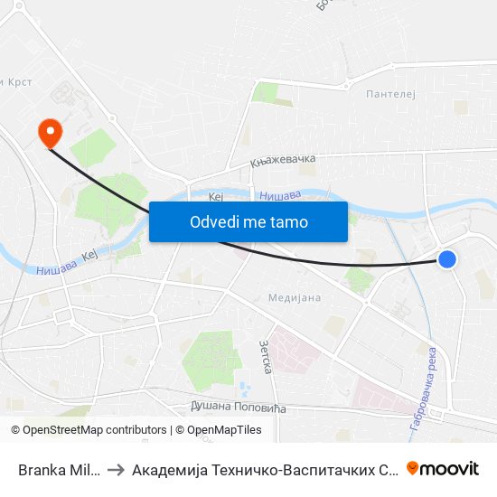 Branka Miljkovića to Академија Техничко-Васпитачких Струковних Студија map