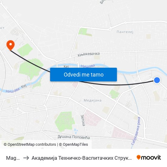 Magdon to Академија Техничко-Васпитачких Струковних Студија map