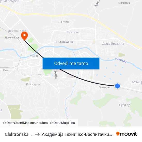 Elektronska Industrija to Академија Техничко-Васпитачких Струковних Студија map