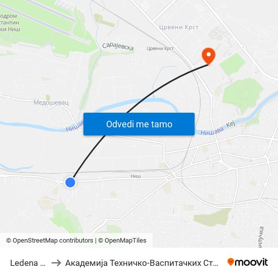 Ledena Stena to Академија Техничко-Васпитачких Струковних Студија map