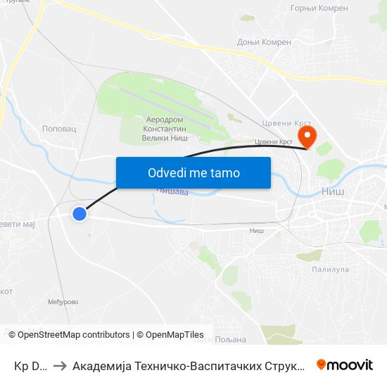 Kp Dom to Академија Техничко-Васпитачких Струковних Студија map