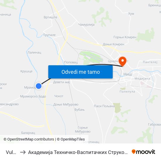 Vulkan to Академија Техничко-Васпитачких Струковних Студија map