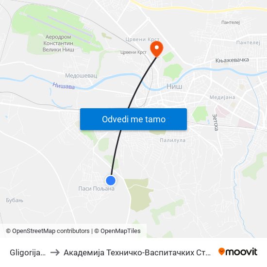 Gligorija Đaka to Академија Техничко-Васпитачких Струковних Студија map