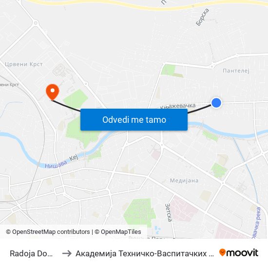 Radoja Domanovića to Академија Техничко-Васпитачких Струковних Студија map