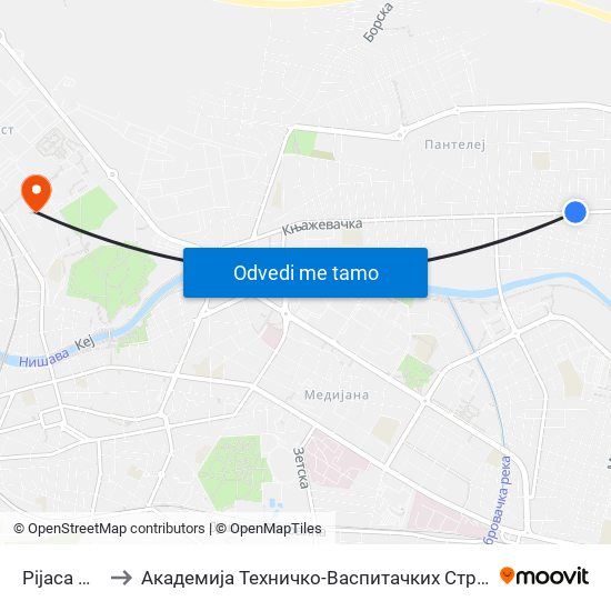 Pijaca Durlan to Академија Техничко-Васпитачких Струковних Студија map