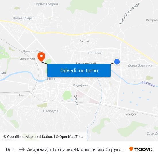 Durlan to Академија Техничко-Васпитачких Струковних Студија map