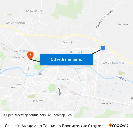 Čalije to Академија Техничко-Васпитачких Струковних Студија map
