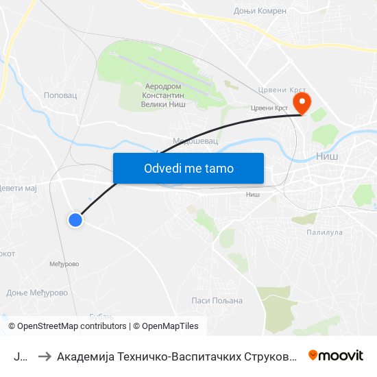 Jura to Академија Техничко-Васпитачких Струковних Студија map