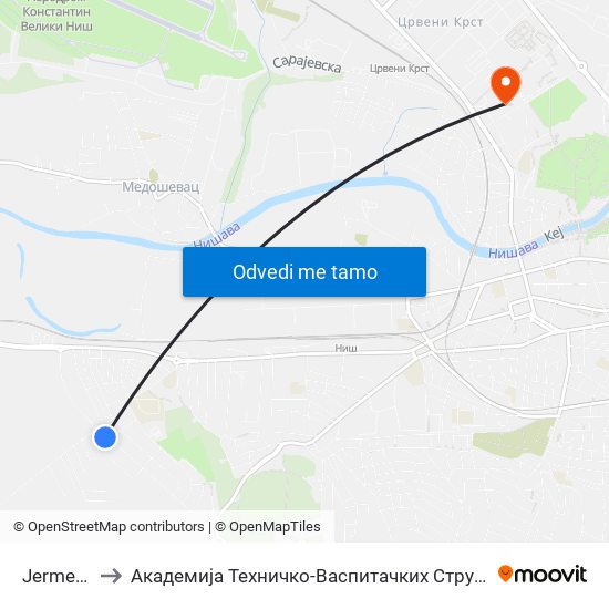 Jermenska to Академија Техничко-Васпитачких Струковних Студија map