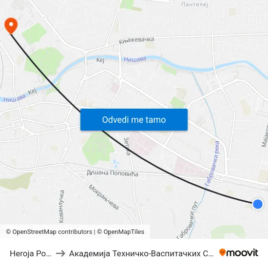 Heroja Pop Miće to Академија Техничко-Васпитачких Струковних Студија map