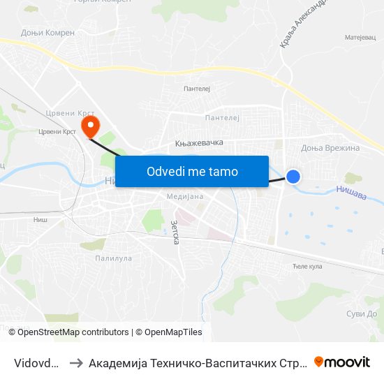 Vidovdanska to Академија Техничко-Васпитачких Струковних Студија map