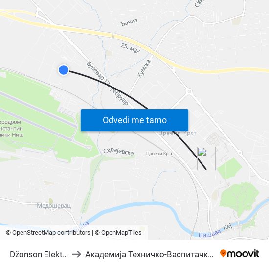 Džonson Elektrik Dolazno to Академија Техничко-Васпитачких Струковних Студија map