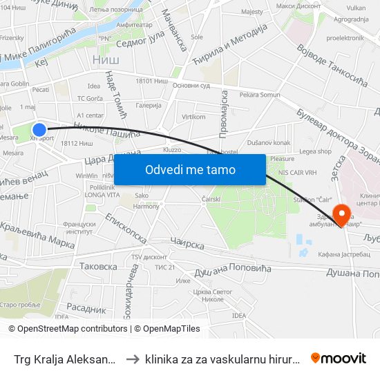 Trg Kralja Aleksandra to klinika za za vaskularnu hirurgiju map