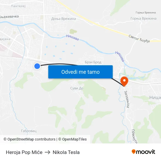 Heroja Pop Miće to Nikola Tesla map