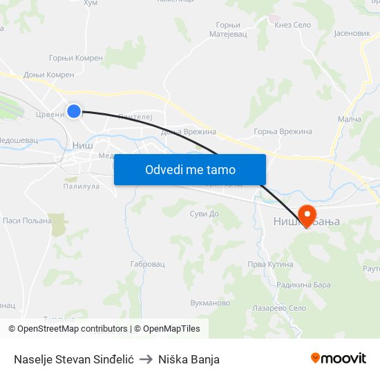 Naselje Stevan Sinđelić to Niška Banja map