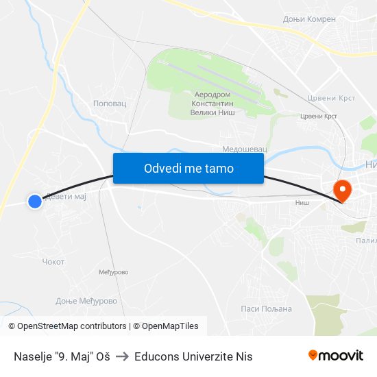 Naselje "9. Maj" Oš to Educons Univerzite Nis map