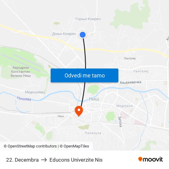 22. Decembra to Educons Univerzite Nis map