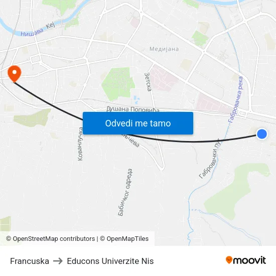 Francuska to Educons Univerzite Nis map