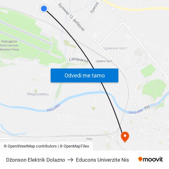 Džonson Elektrik Dolazno to Educons Univerzite Nis map