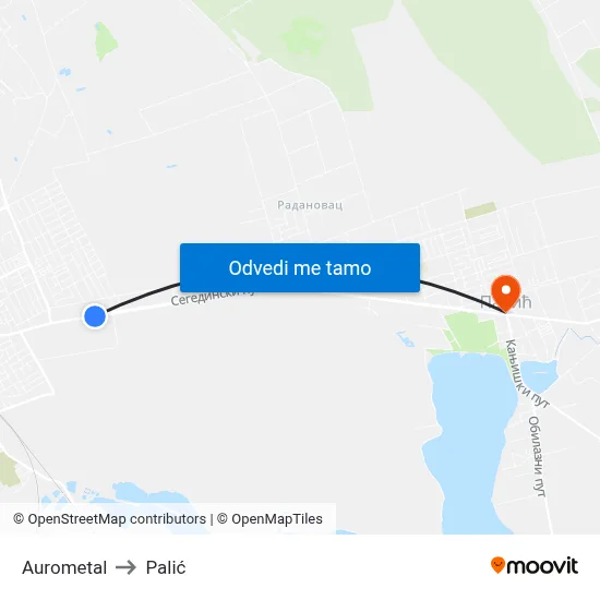 Aurometal to Palić map