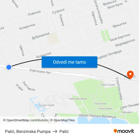 Palić, Benzinska Pumpa to Palić map
