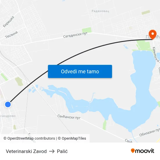 Veterinarski Zavod to Palić map
