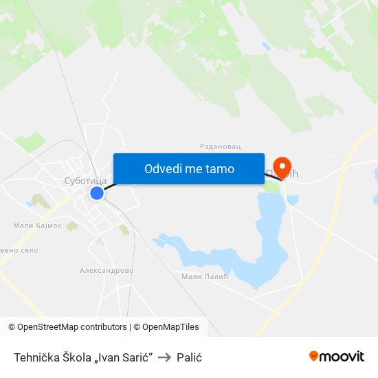 Tehnička Škola „Ivan Sarić“ to Palić map