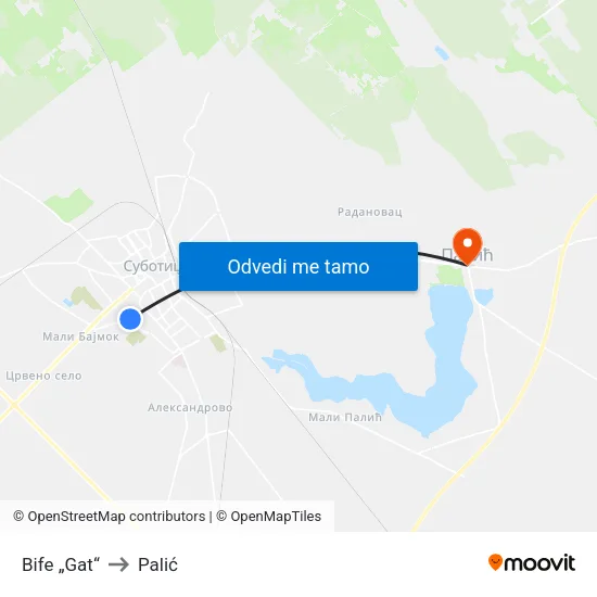 Bife „Gat“ to Palić map