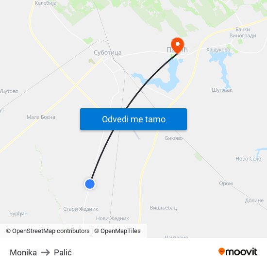 Monika to Palić map