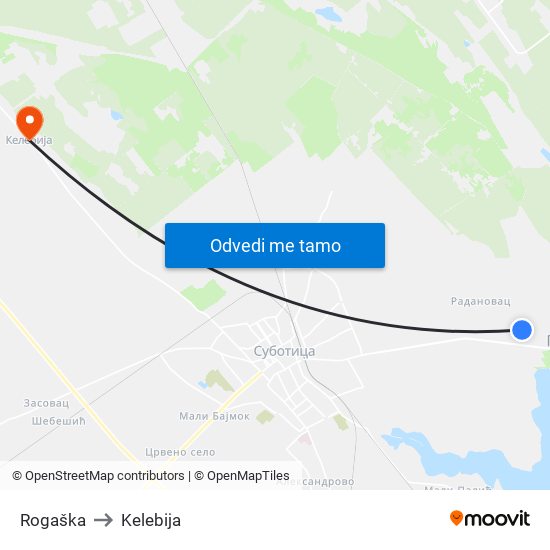 Rogaška to Kelebija map