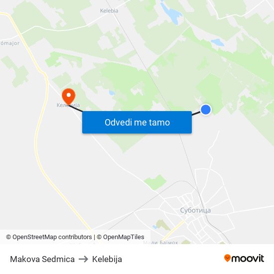 Makova Sedmica to Kelebija map