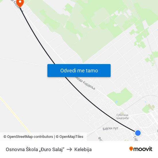 Osnovna Škola „Đuro Salaj“ to Kelebija map