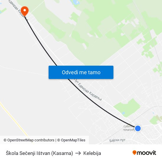 Škola Sečenji Ištvan (Kasarna) to Kelebija map