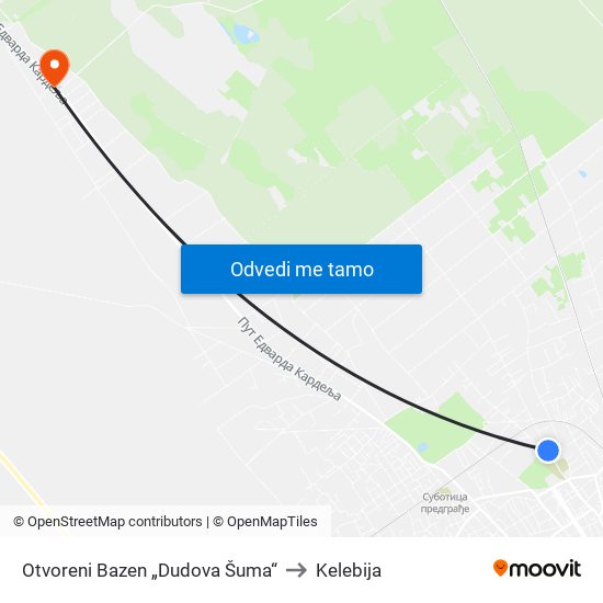 Otvoreni Bazen „Dudova Šuma“ to Kelebija map