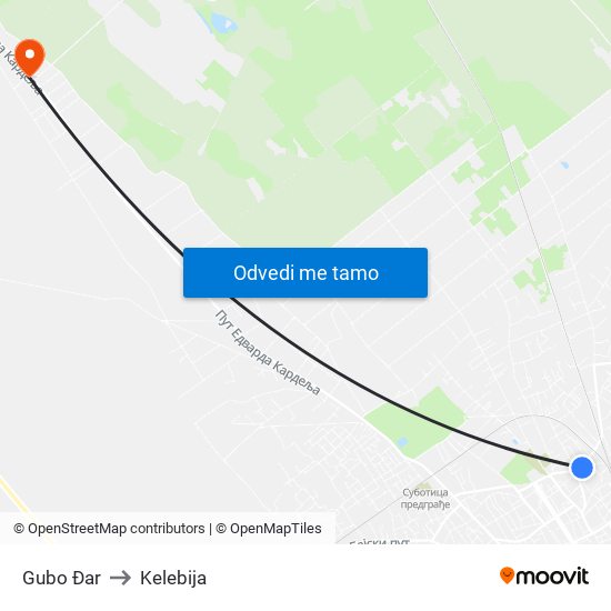 Gubo Đar to Kelebija map