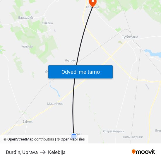 Đurđin, Uprava to Kelebija map