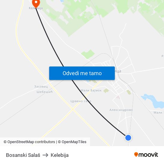 Bosanski Salaš to Kelebija map