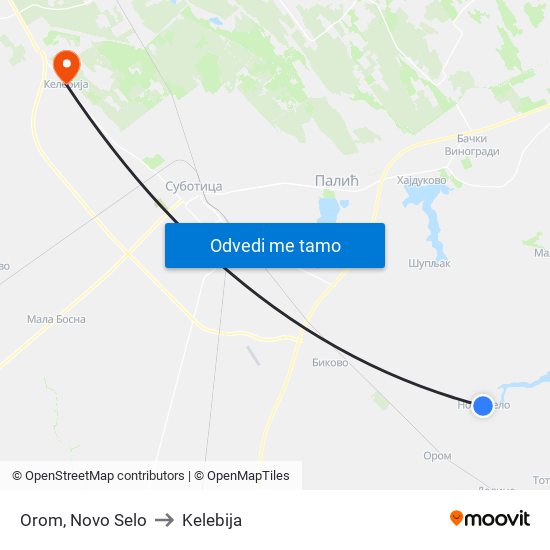 Orom, Novo Selo to Kelebija map