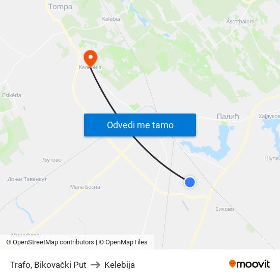 Trafo, Bikovački Put to Kelebija map