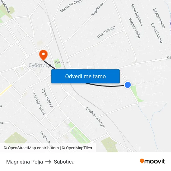 Magnetna Polja to Subotica map