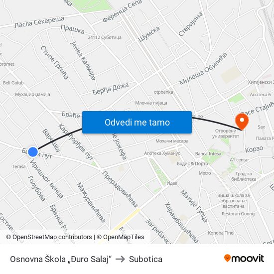 Osnovna Škola „Đuro Salaj“ to Subotica map