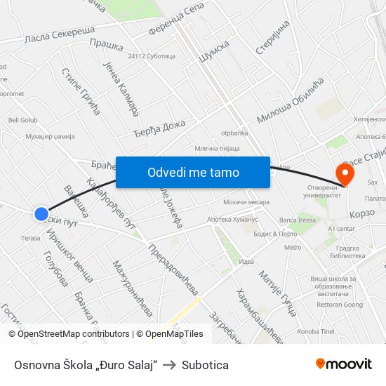 Osnovna Škola „Đuro Salaj“ to Subotica map