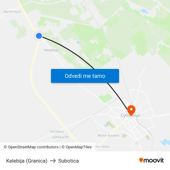 Kelebija (Granica) to Subotica map