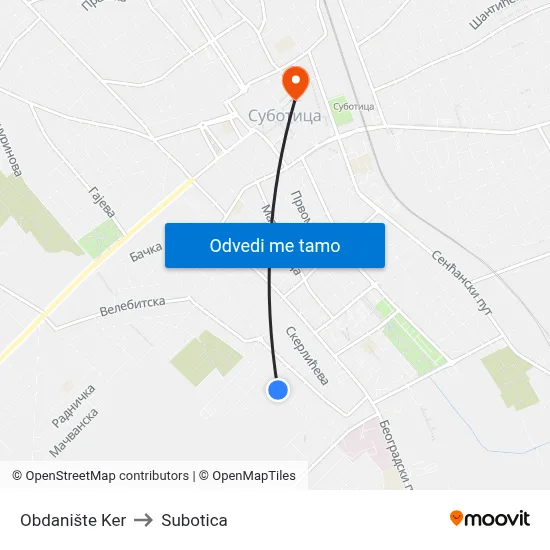 Obdanište Ker to Subotica map
