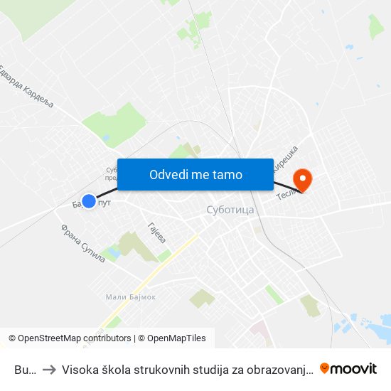 Bunar to Visoka škola strukovnih studija za obrazovanje vaspitača i trenera map