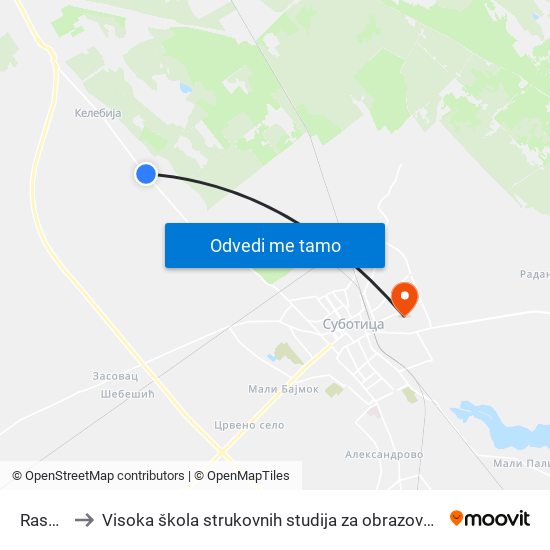 Rasadnik to Visoka škola strukovnih studija za obrazovanje vaspitača i trenera map