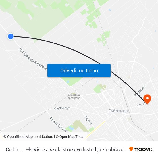 Cedina Cosa to Visoka škola strukovnih studija za obrazovanje vaspitača i trenera map